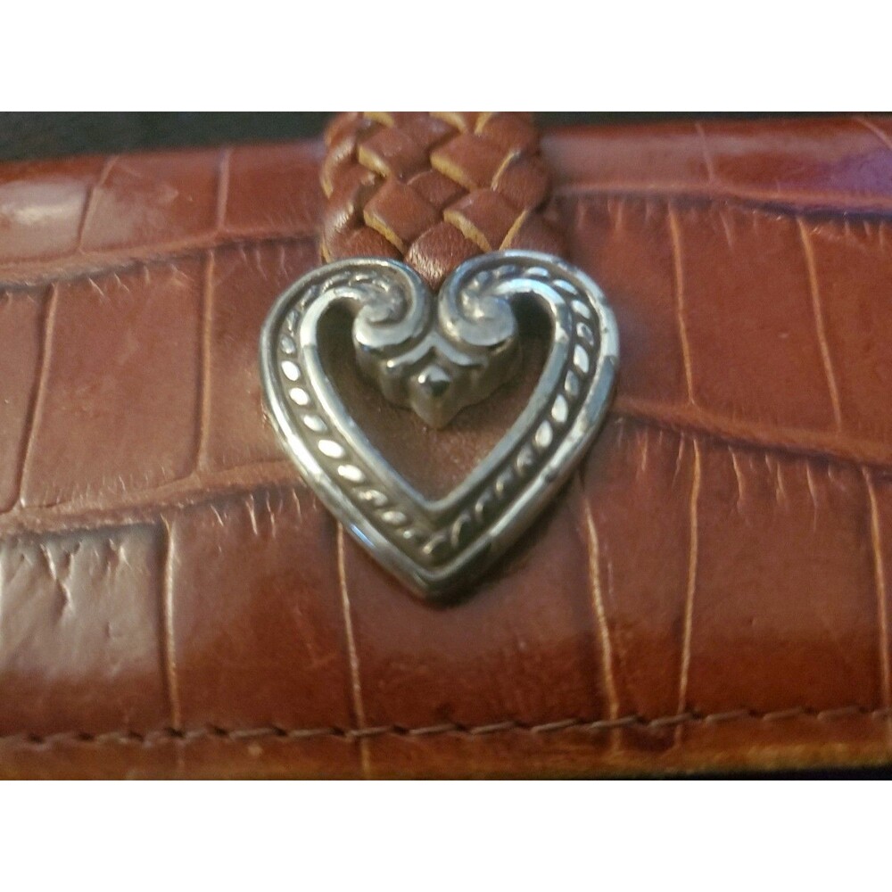 Brighton Croc Embossed Wallet Purse with Detachable Strap Black Brown - Picture 8 of 16